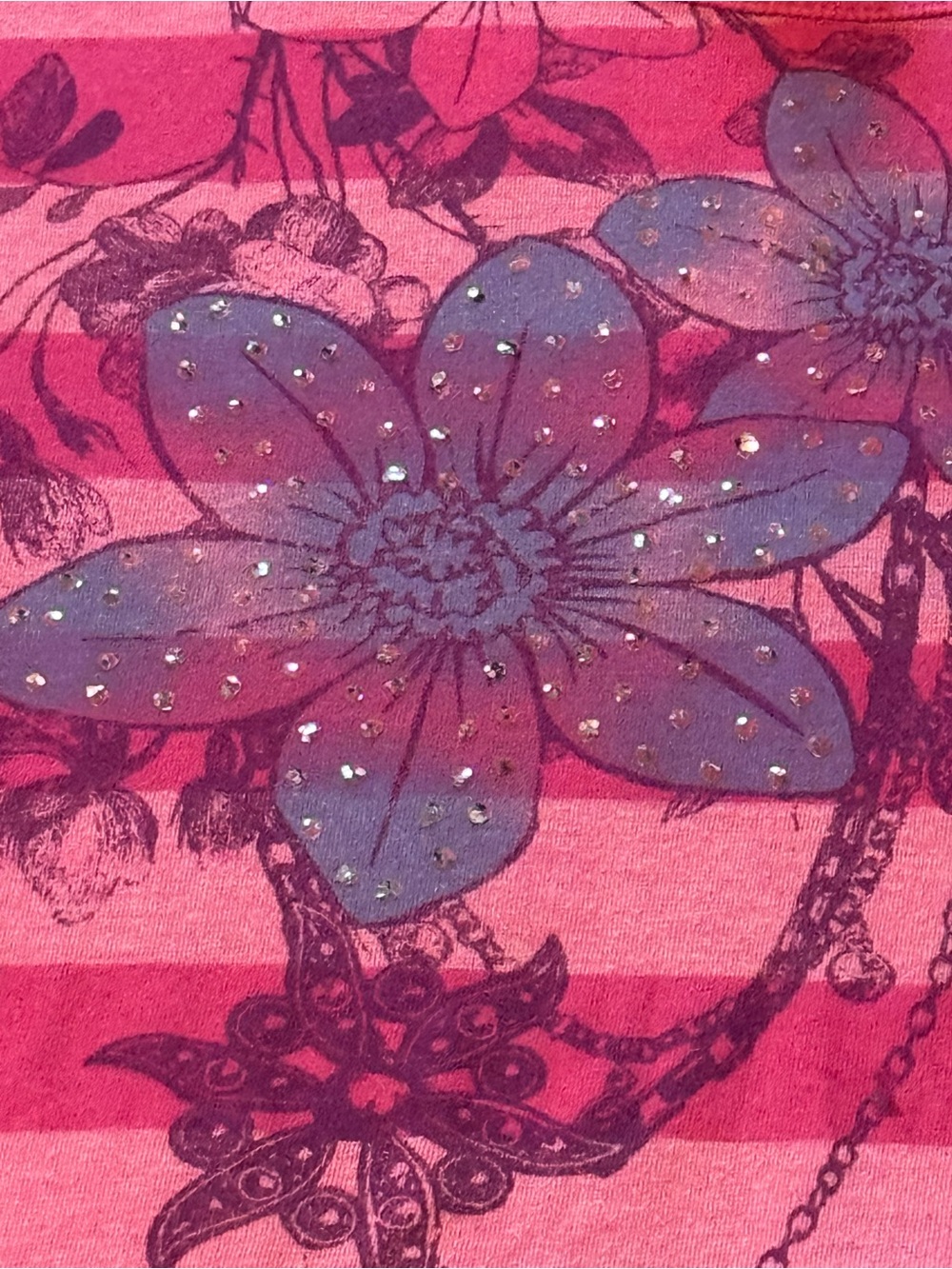 LA Conduct Girls' Pink Purple Floral Stripe Tee Size XL - Picture 3 of 5